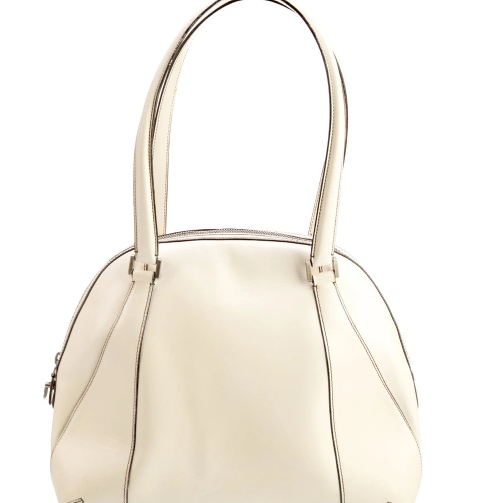 Valextra Cream Bowler Shoulder Bag Handbag Made in Italy